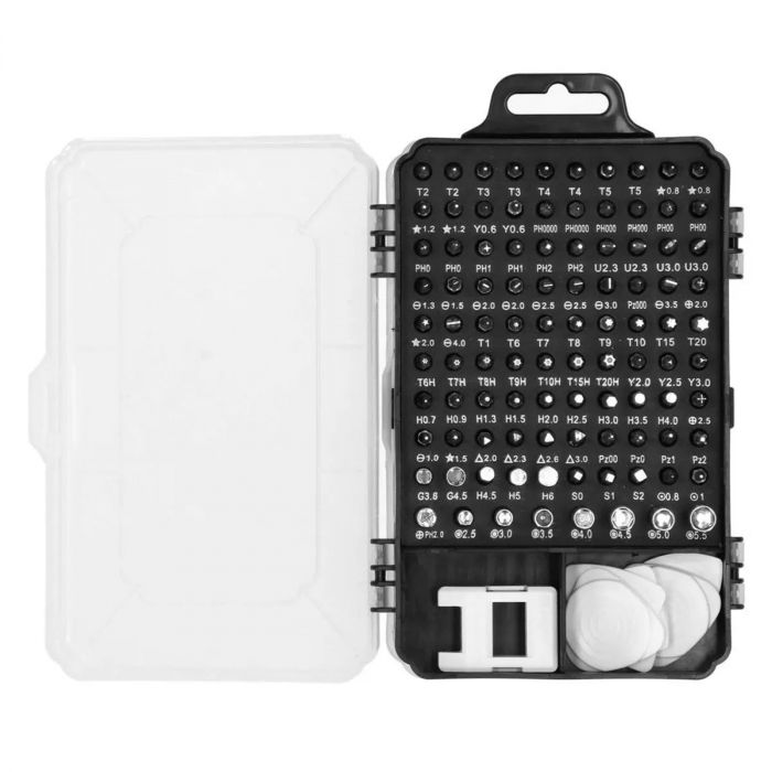 Set surubelnite de precizie Springos, 117 piese, otel/plastic, negru
