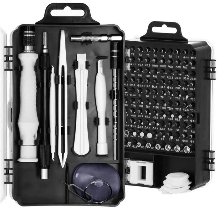 Set surubelnite de precizie Springos, 117 piese, otel/plastic, negru