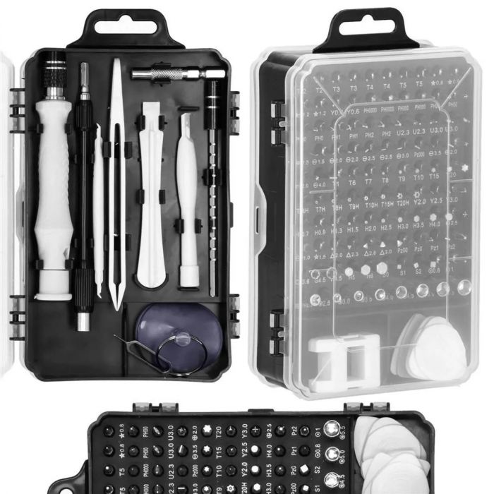 Set surubelnite de precizie Springos, 117 piese, otel/plastic, negru