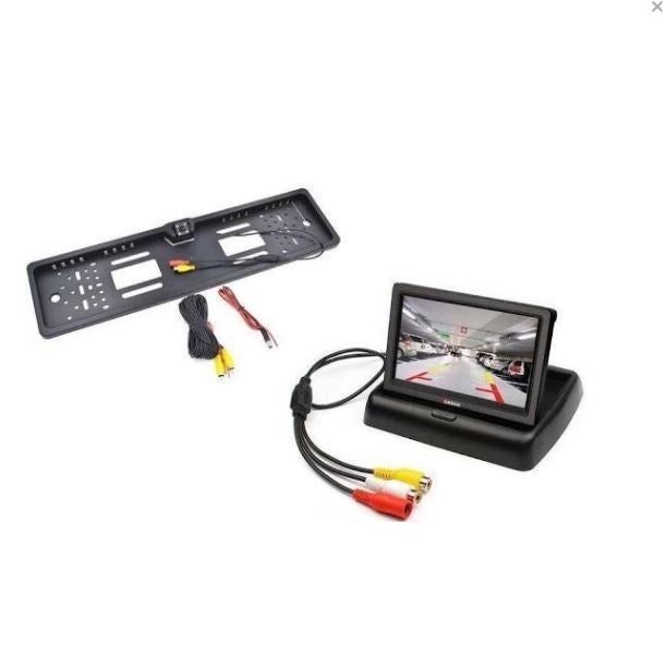 Suport numar inmatriculare cu camera marsarier + Display pliabil LCD TFT 4.3