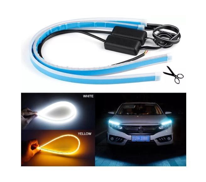 Set 2 Benzi LED matrix secventiale pentru faruri alb si semnalizare galben