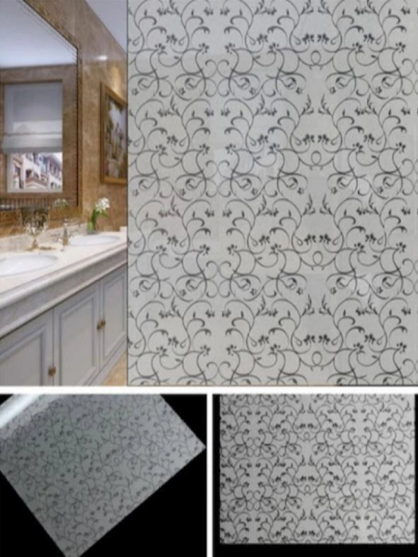 Set 2 x Folie electrostatica pentru sablare geam, 45 x 200, Model Leaf