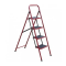 Scara profesionala din Metal rezistent, Tip Pliabila, 4 Trepte Late, Greutate suportata 150 kilograme, Culoare Rosu