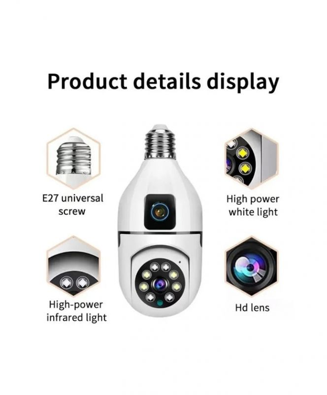 Set 2 x Jortan JTZ-9696PROB: Cameră Supraveghere Duală Tip Bec, HD, WiFi, Vedere 360° + CADOU SURPRIZA