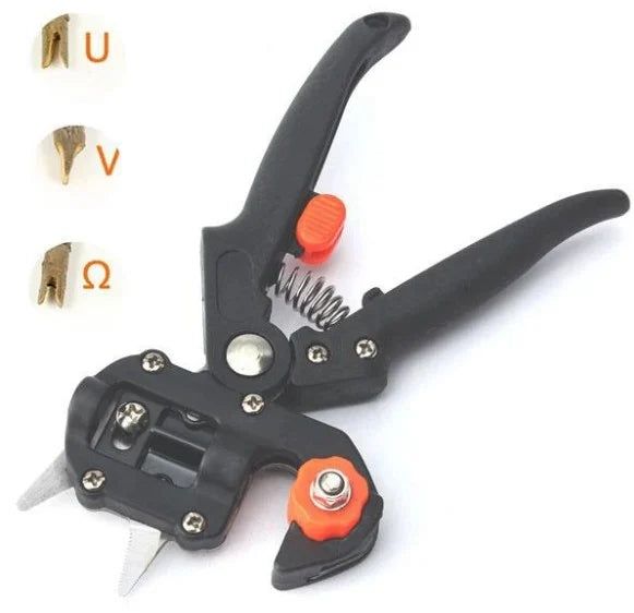 2 X Cleste Profesional de Altoit cu 3 Cutite U V Omega + Furtun Extensibil 30 M + 3 x Banda Pentru Altoit Biodegradabila