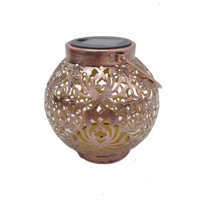 Set 2x Lampă solară goală din fier forjat, în aer liber, grădină, curte, lampă de proiectie cu flori de bujor, lanternă portabilă suspendată, lampă decorativă pentru peisaj