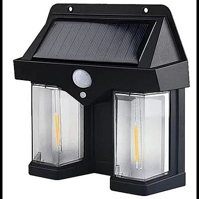 Pachet 2 x Lampa solara de perete dubla cu Senzor de miscare si 3 moduri iluminare