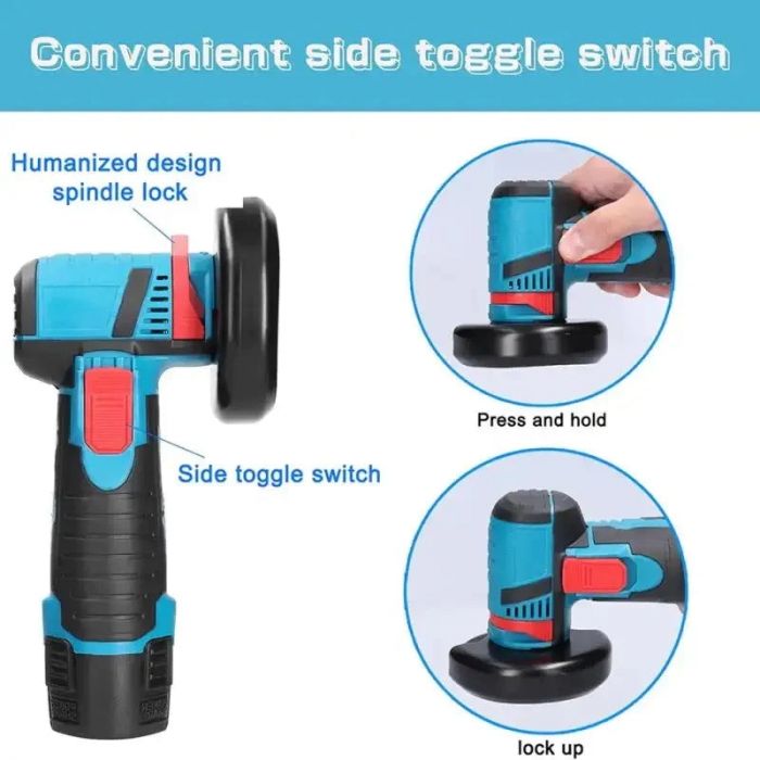 Mini Polizor Unghiular DASGUT Flex Electric cu 2 Acumulatori, 4 Discuri Incluse, 12V, Disc 76MM