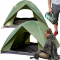 Full Automat Cort pentru 4 persoane, cu plasa de protectie, 135X200X200cm, 8 cuie, Geanta, 2 intrari, Rezistent la apa, Fermoare SBS, Verde