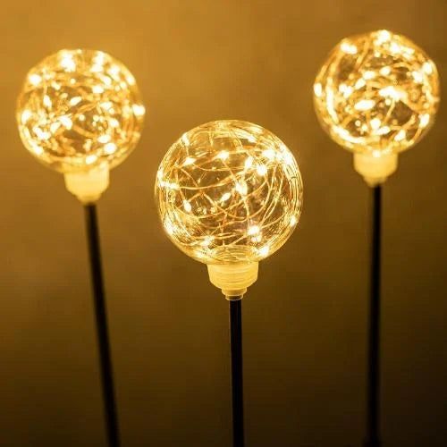 Set 8 x Lampă solară pentru exterior , Minge Licurici Alb Cald