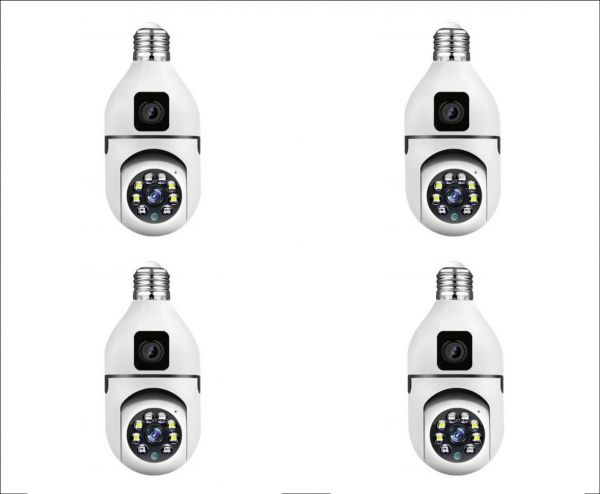 Set 4 x Jortan JTZ-9696PROB: Cameră Supraveghere Duală Tip Bec, HD, WiFi, Vedere 360° + CADOU SURPRIZA
