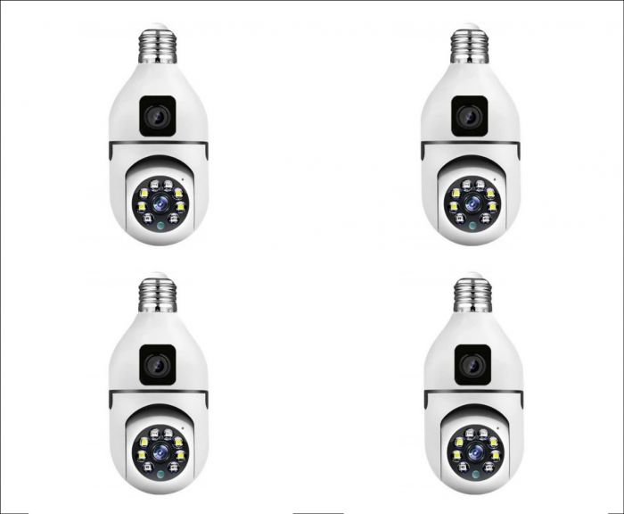 Set 4 x Jortan JTZ-9696PROB: Cameră Supraveghere Duală Tip Bec, HD, WiFi, Vedere 360° + CADOU SURPRIZA