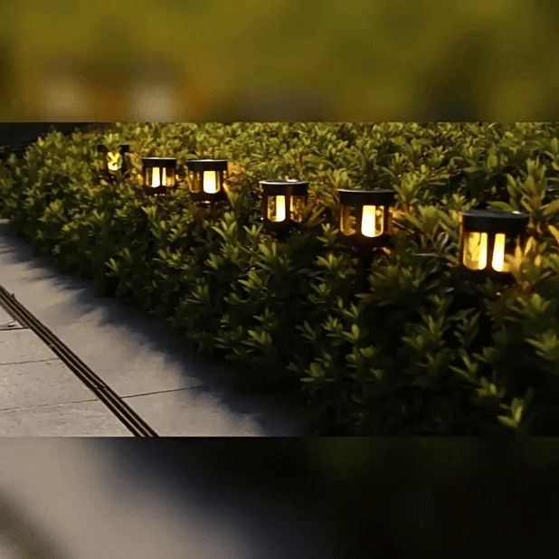 Set 4 x Lampă Solară Decorativă pentru Grădină Lisabona, Proiecție Florală, Iluminare LED Automată