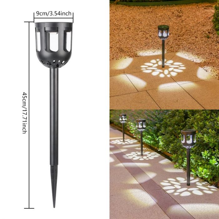 Set 4 x Lampă Solară Decorativă pentru Grădină Lisabona, Proiecție Florală, Iluminare LED Automată