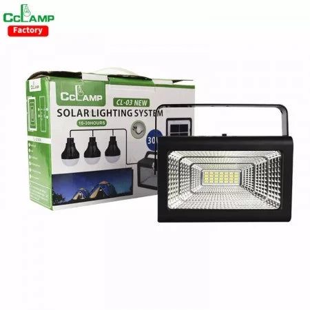 Kit solar CCLAMP CL-03 New, proiector 30 W, functie power bank, 3 becuri incluse