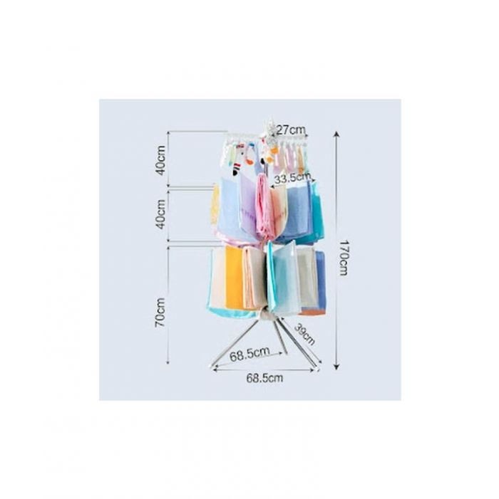 Uscator vertical de rufe Laundry Dryer, 170 cm, pliabil, 16 brate rotative, Alb