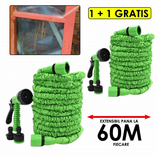 1+1 GRATIS: Furtun De Gradina Expert Garden Extensibil Si Rezistent 2 x 60M